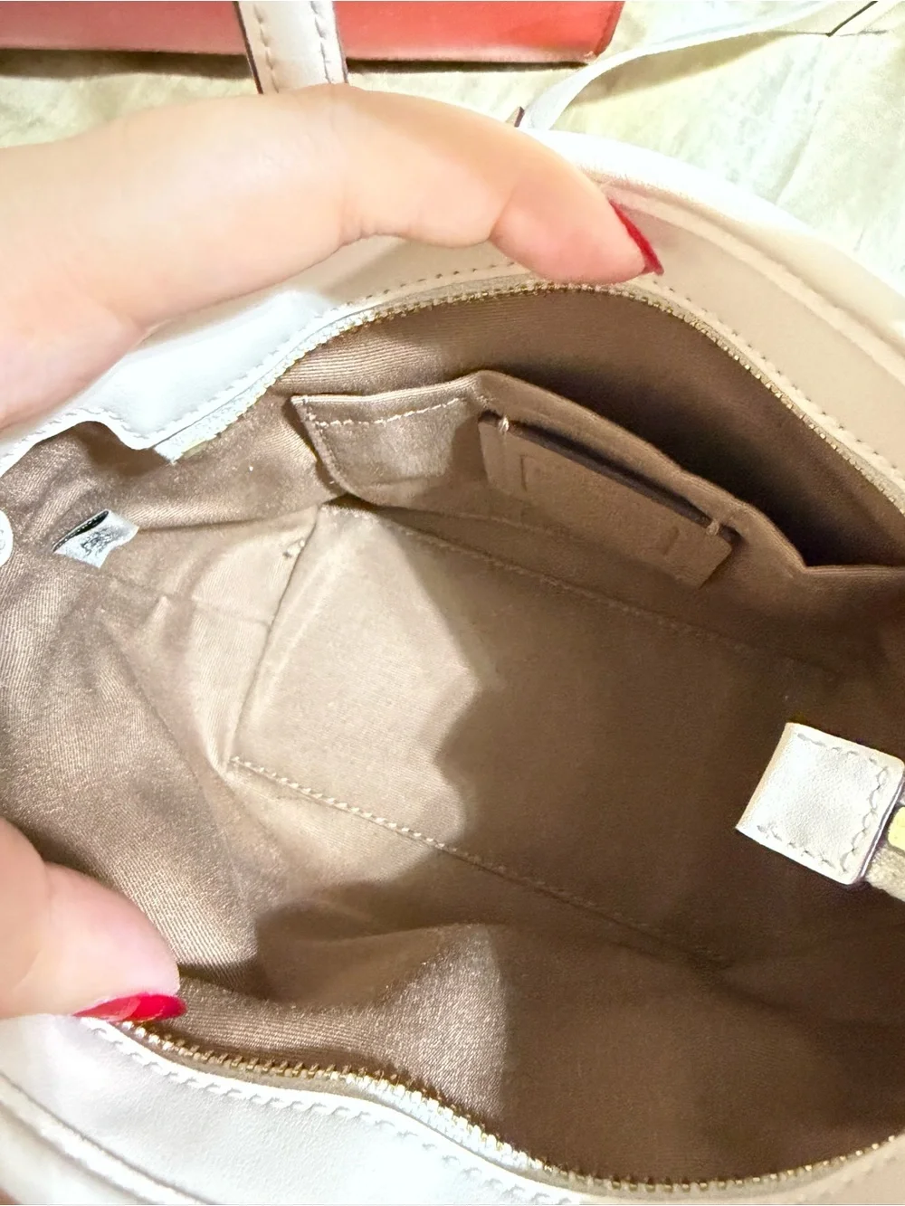 Coach Beige/Chalk Signature Crossbody Satchel with Detachable Strap